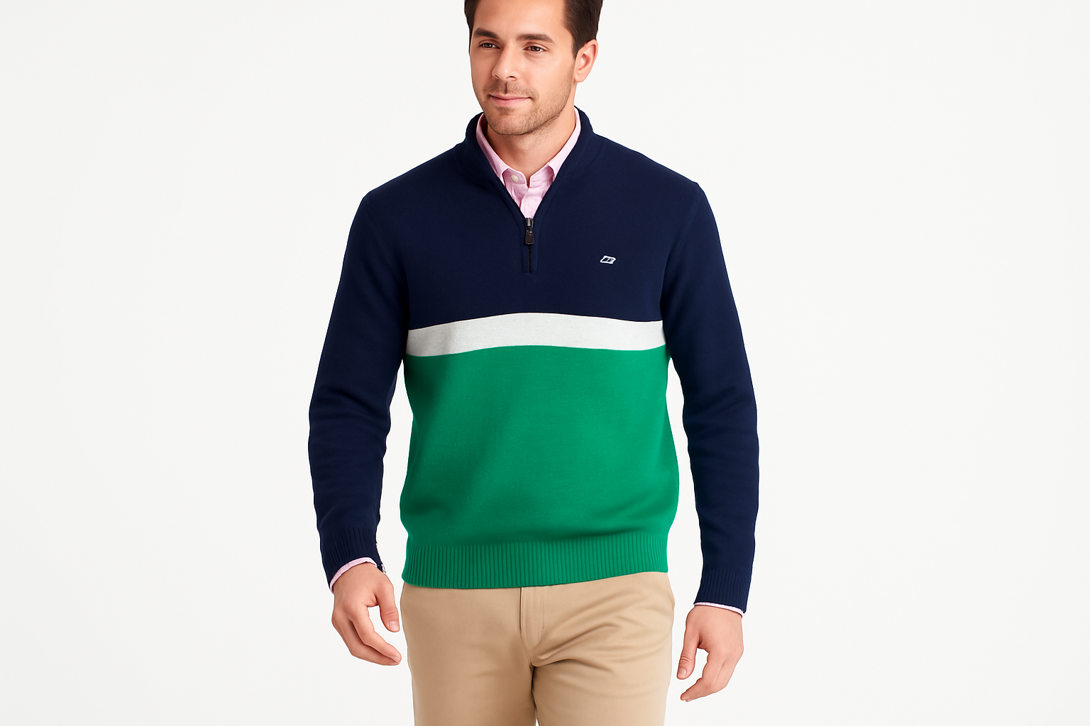 Look 3 - Con camisa rosa por debajo, pose caminando