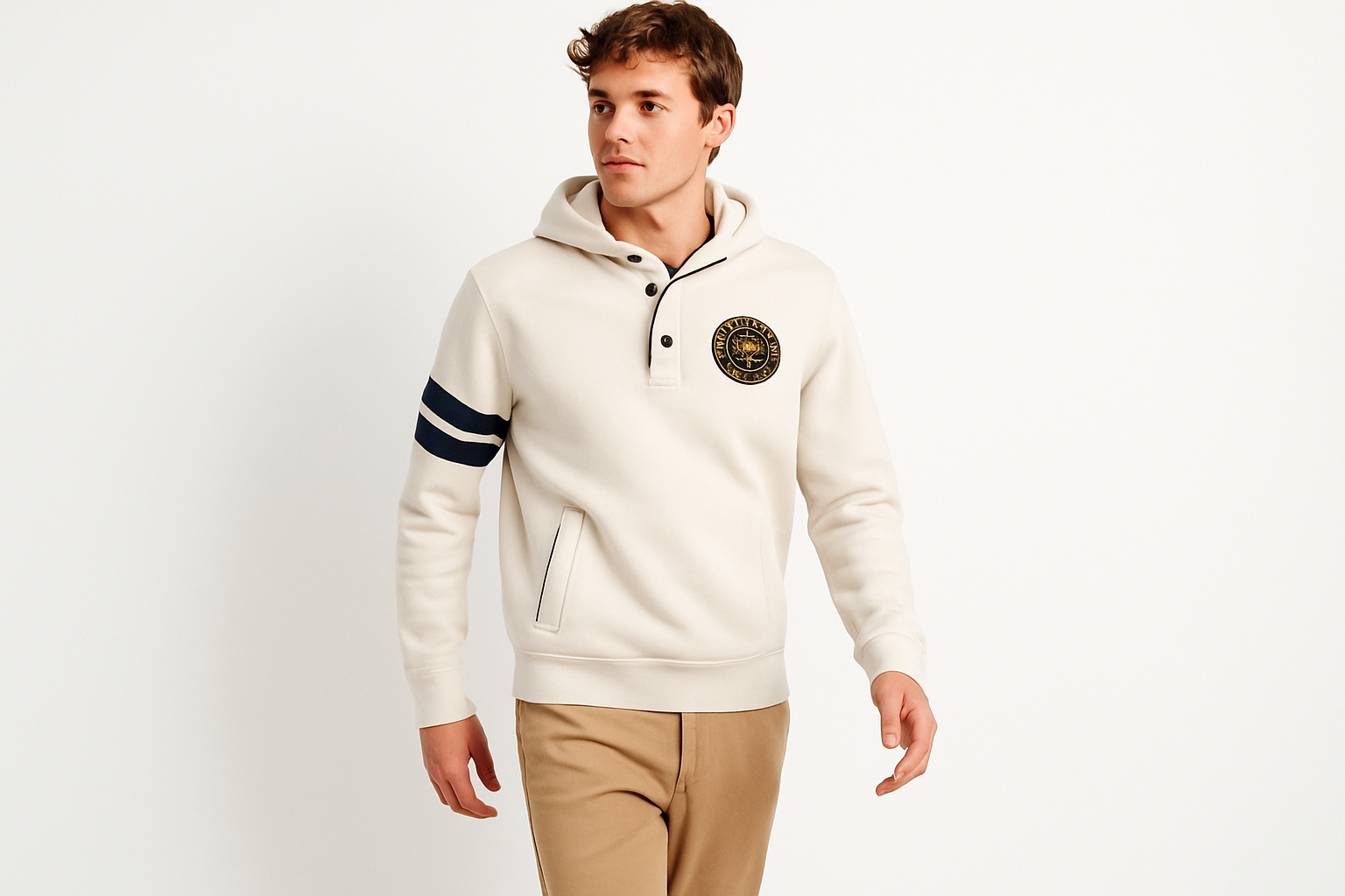 Look 3 - Con chinos caqui, pose caminando