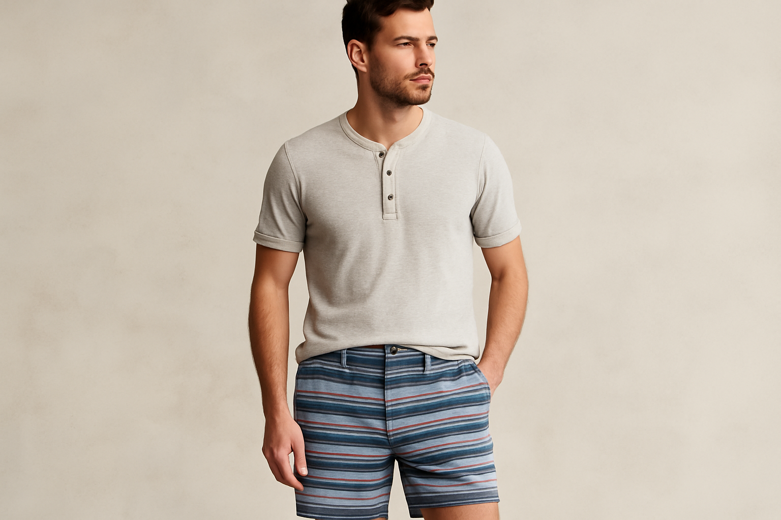 Look 3 - Henley gris con mangas enrolladas