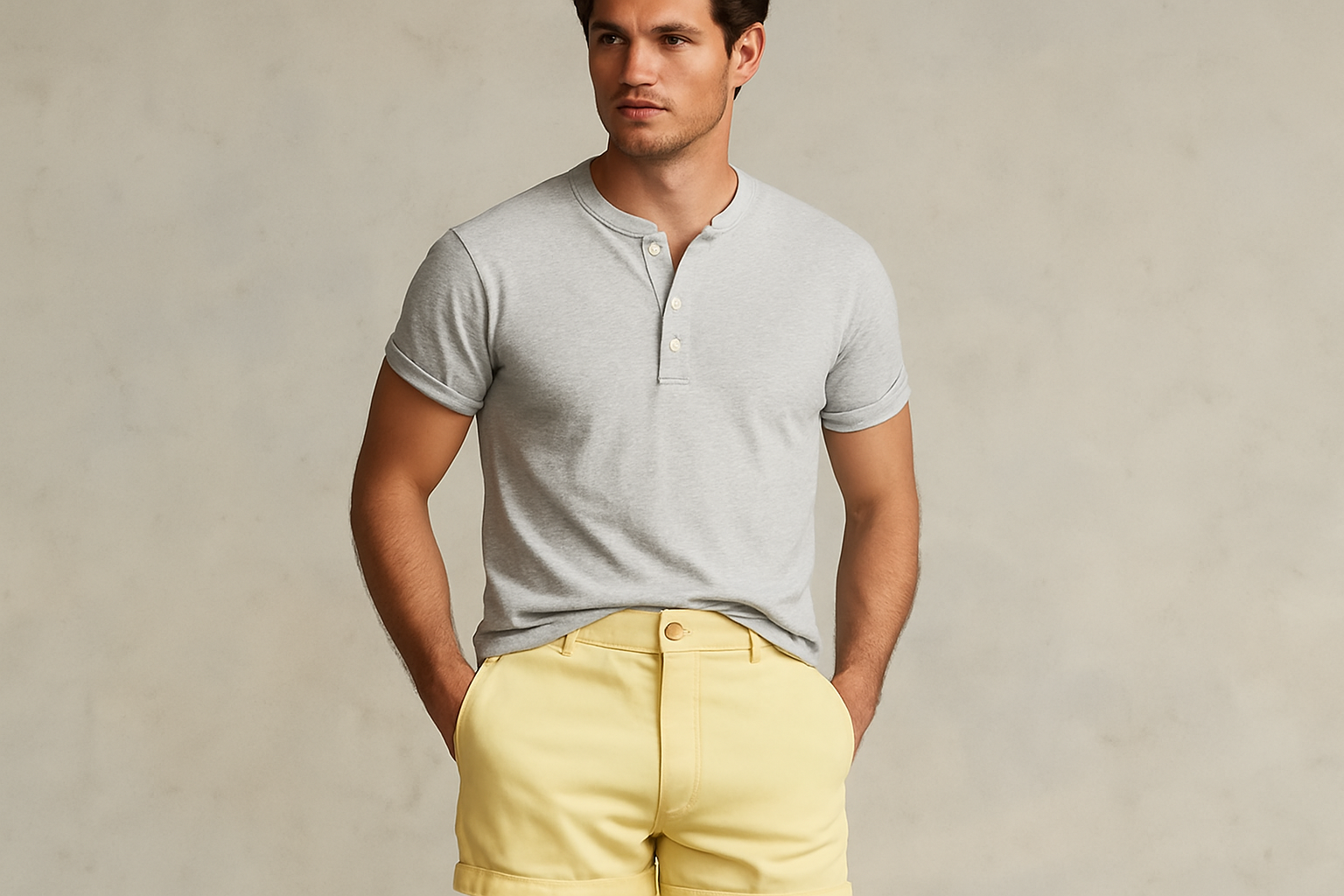 Look 3 - Henley gris con mangas enrolladas