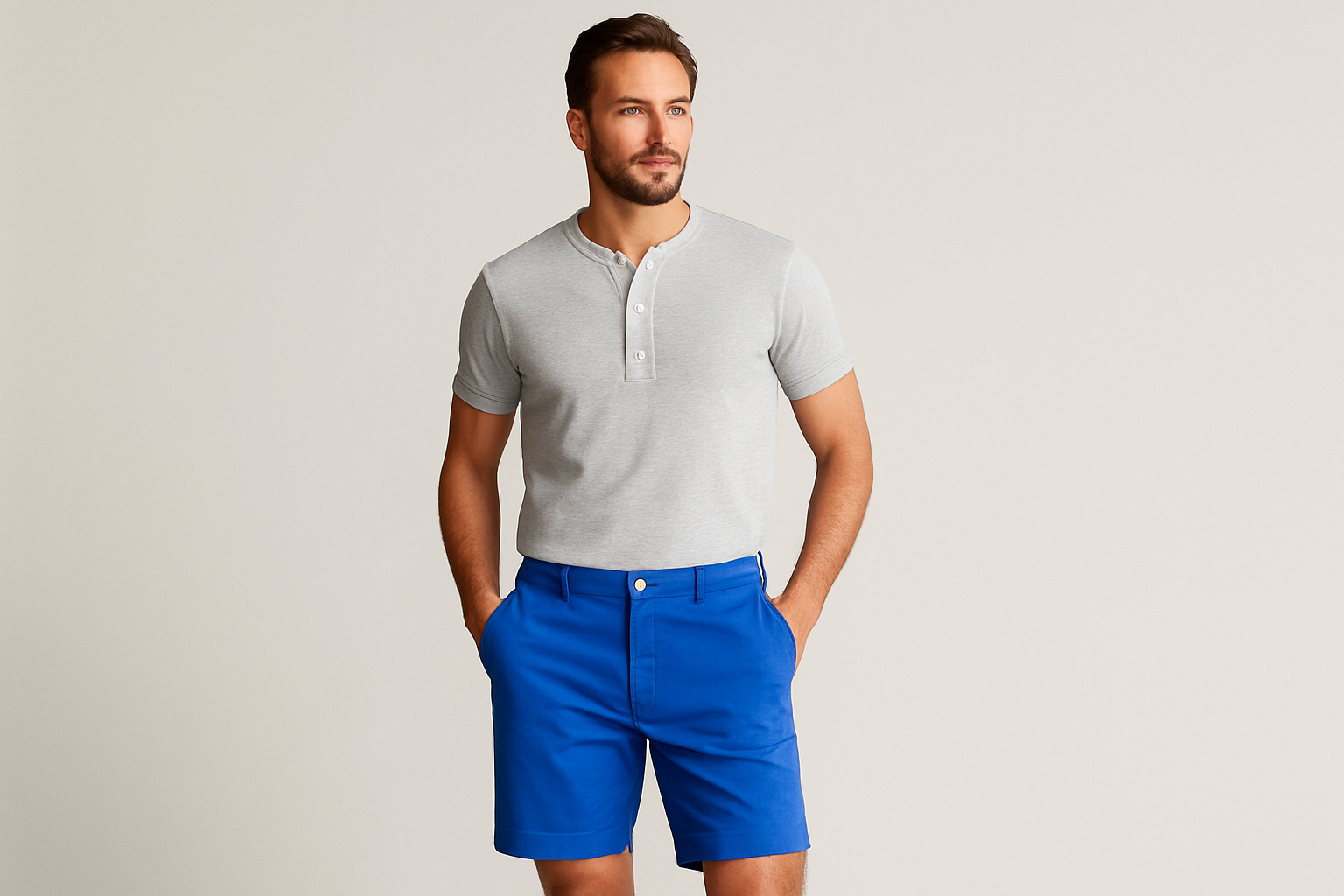 Look 3 - Henley gris con mangas enrolladas