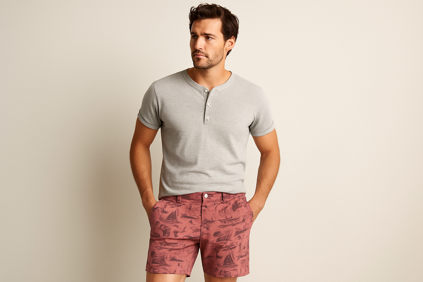 Look 3 - Henley gris con mangas enrolladas