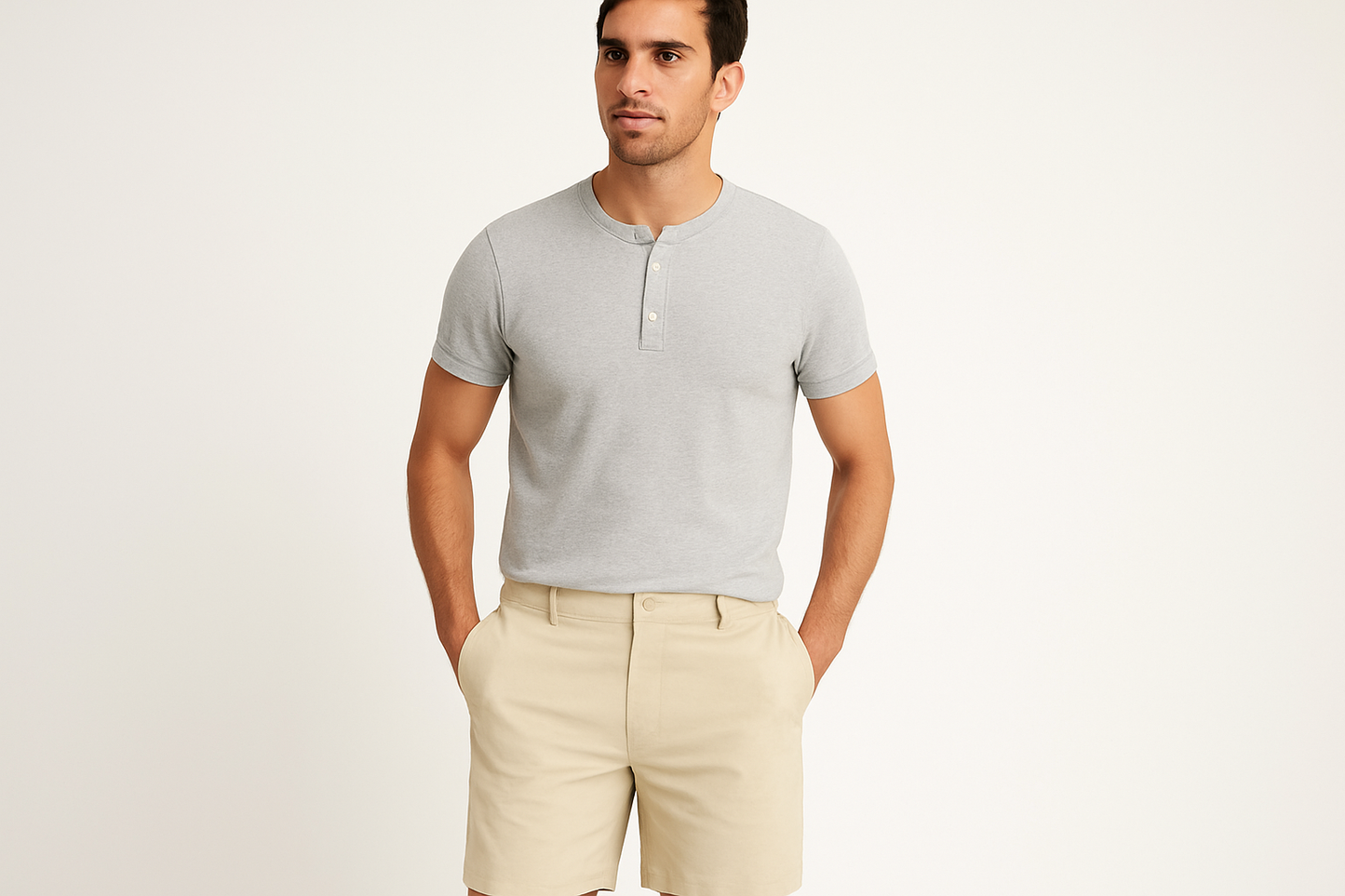 Look 3 - Henley gris con mangas enrolladas