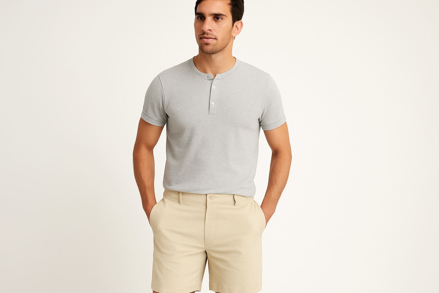 Look 3 - Henley gris con mangas enrolladas