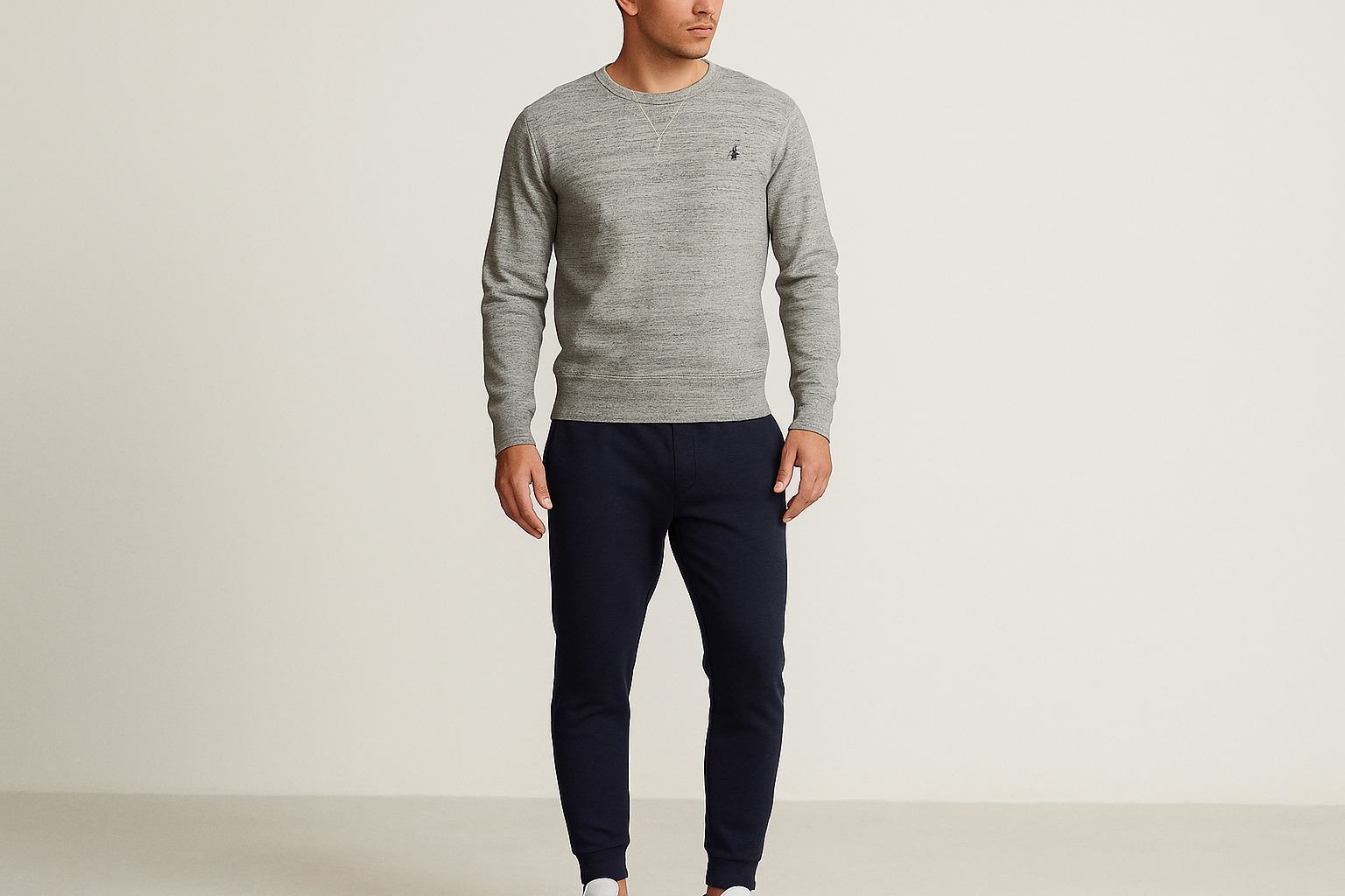 Look 3: Suéter Polo con joggers azul marino - Estilo athleisure
