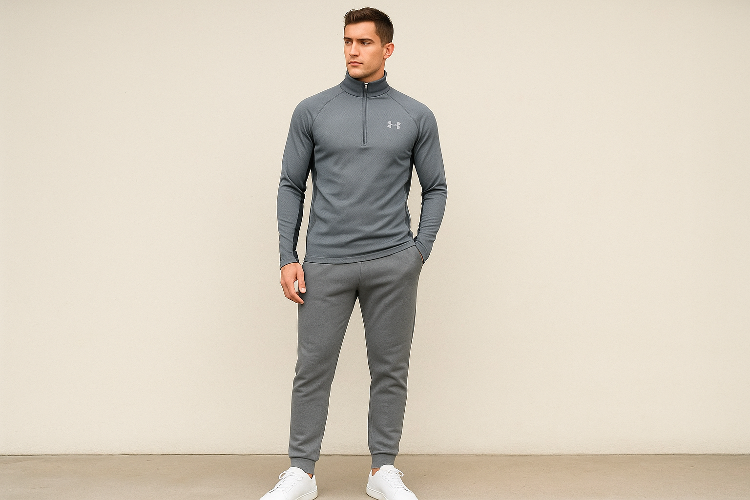 Look 3: Sudadera Under Armour con joggers grises - Estilo athleisure