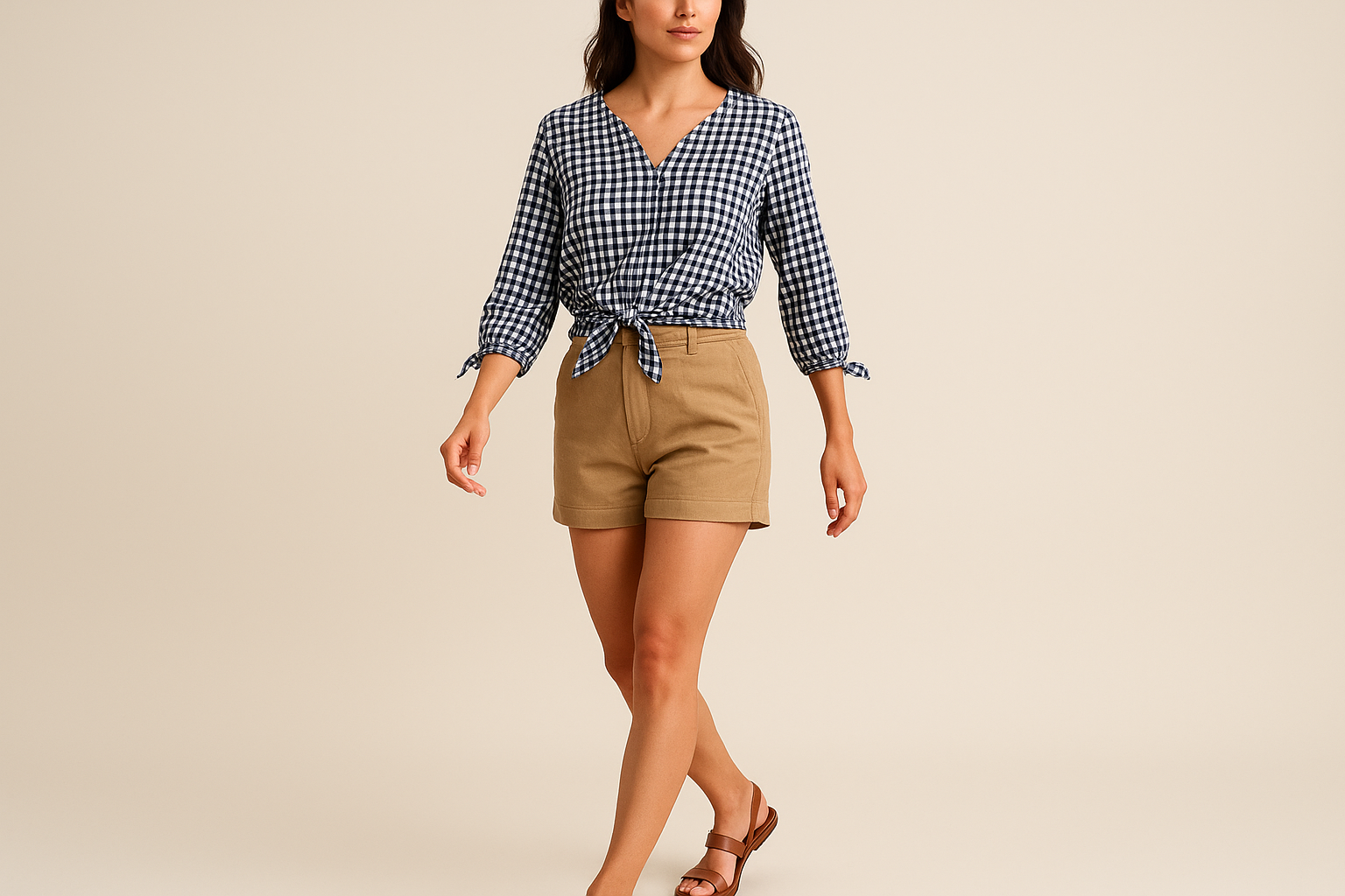 Look 3: Veraniego con shorts khaki