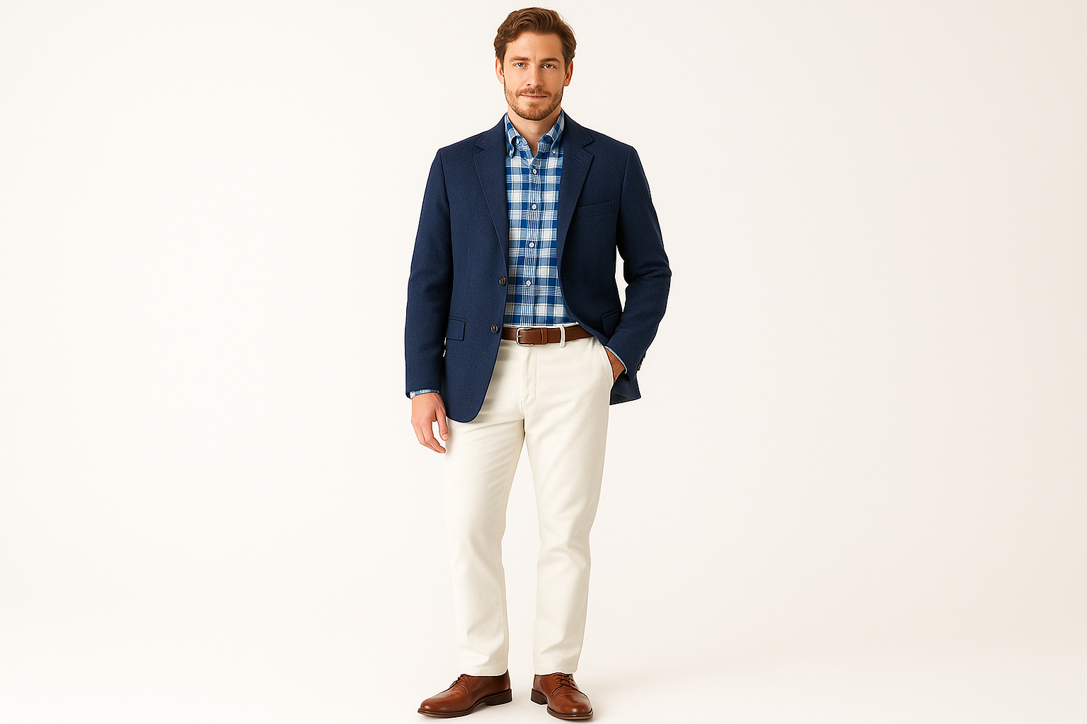 Look 4 - Business casual con blazer navy