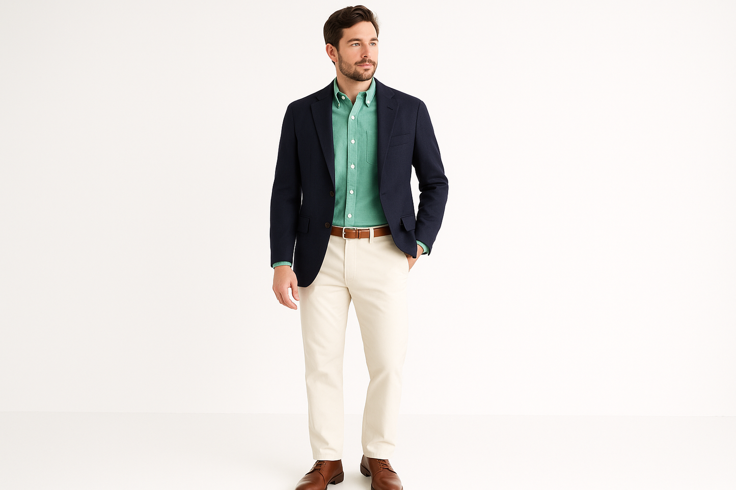Look 4 - Business casual con blazer navy