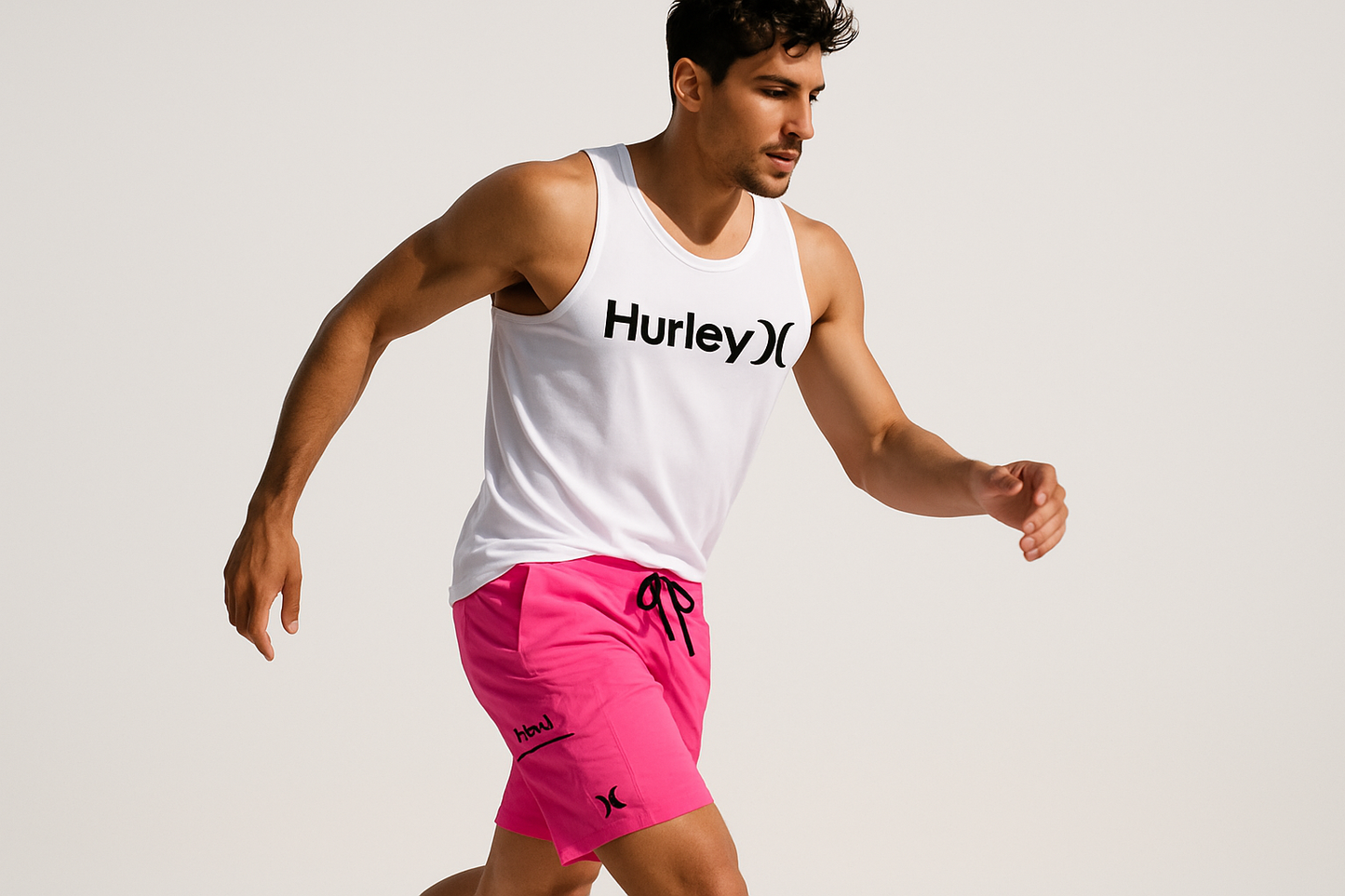 Look 4 - Con tank top Hurley blanco, pose dinámica