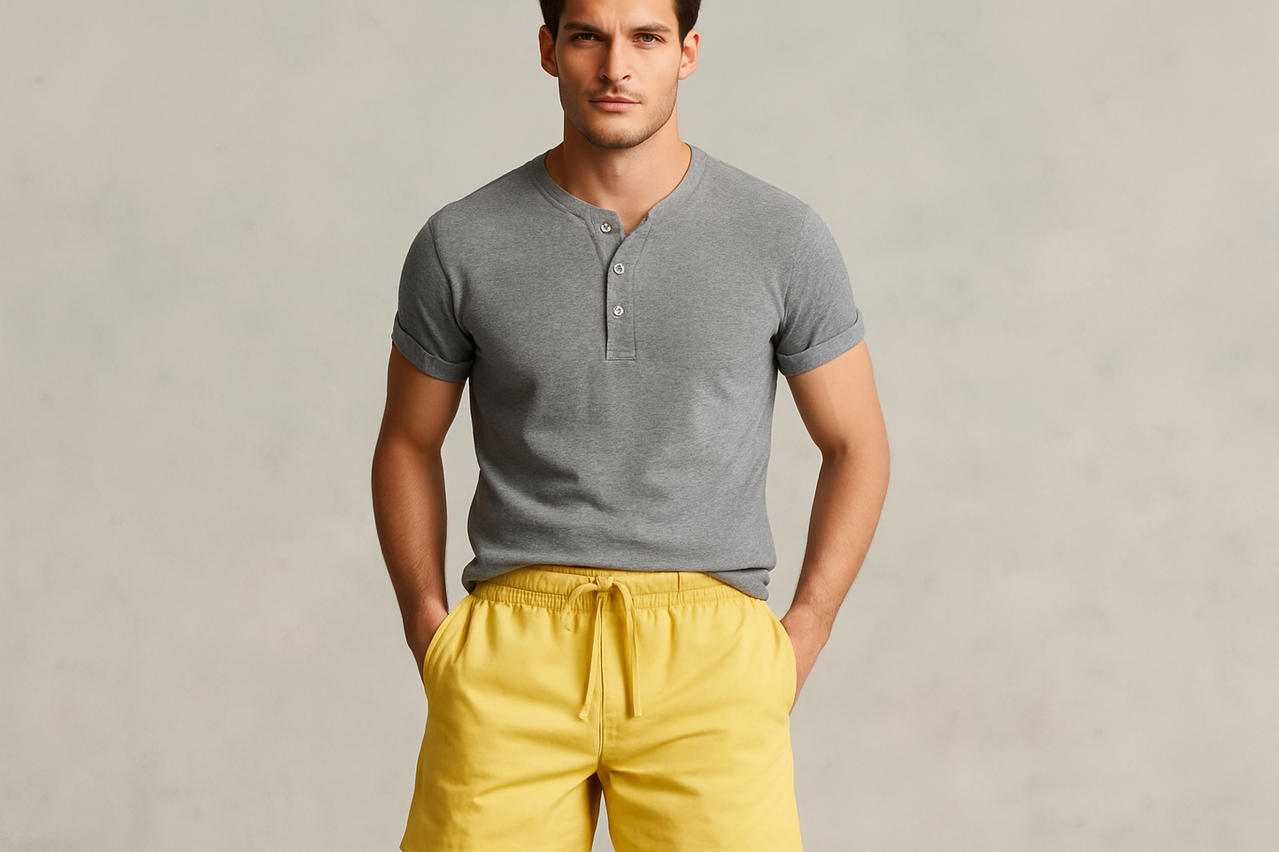 Look 4 - Henley gris con mangas enrolladas