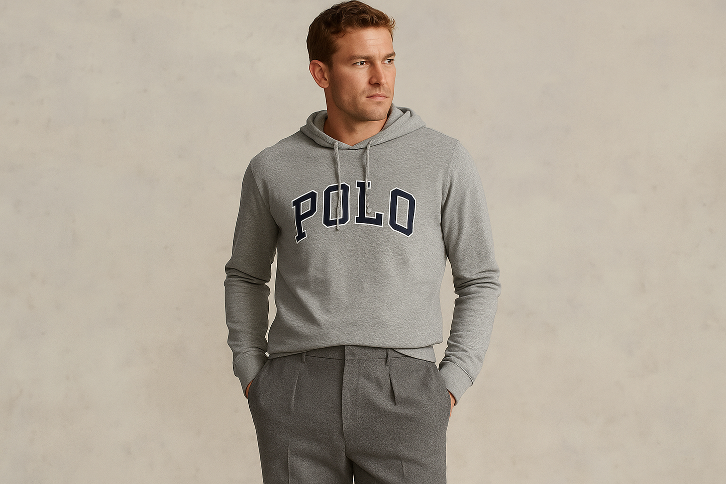 Look 4: Hoodie Polo con pantalones de lana - Estilo elevated casual