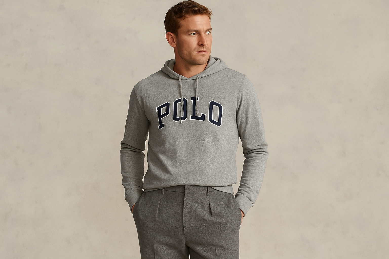 Look 4: Hoodie Polo con pantalones de lana - Estilo elevated casual