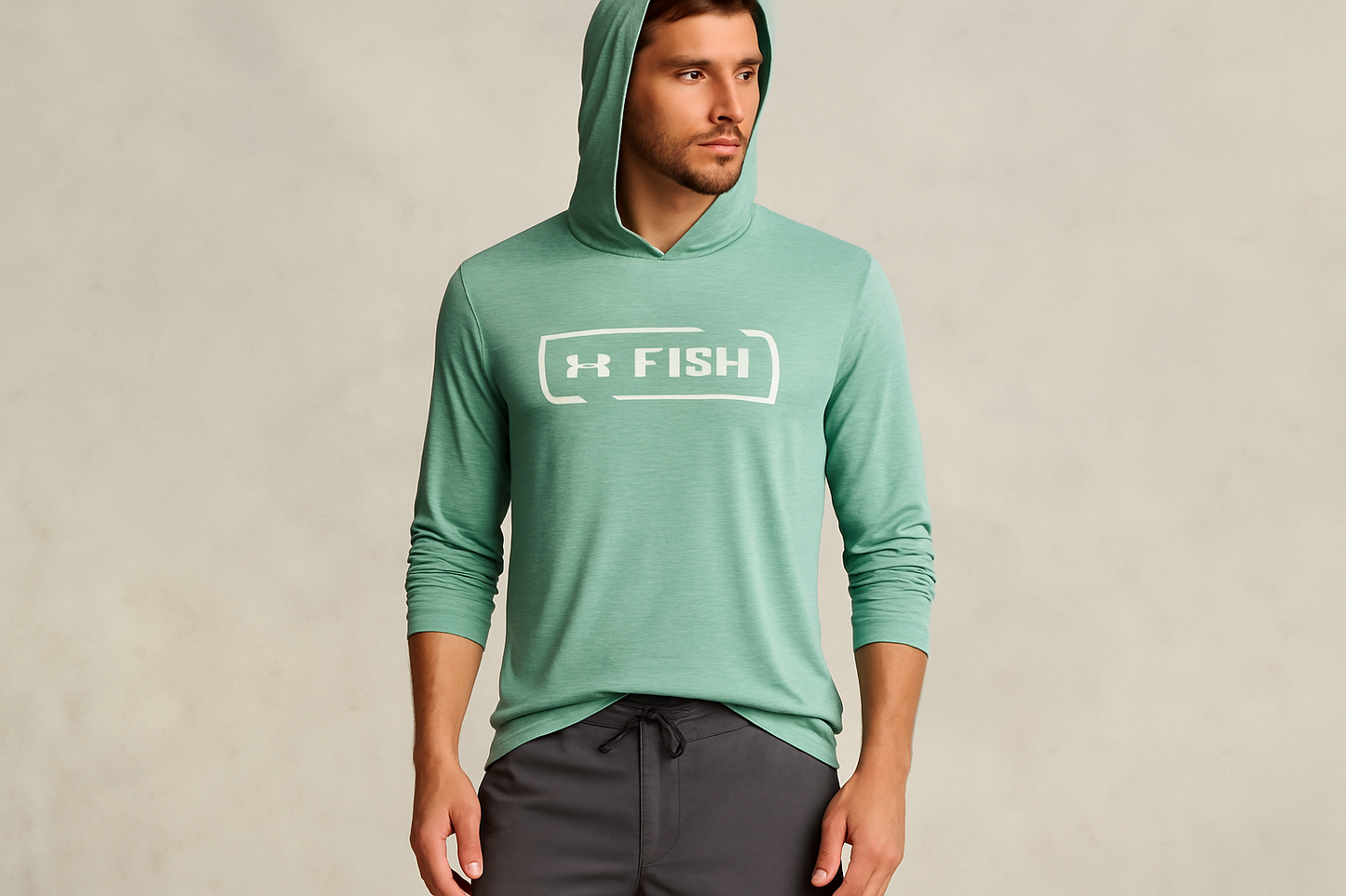 Look 4: Hoodie Under Armour Fish con board shorts - Estilo beach casual