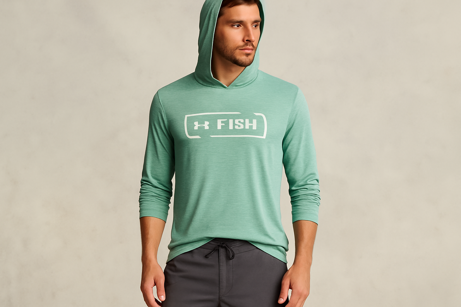 Look 4: Hoodie Under Armour Fish con board shorts - Estilo beach casual