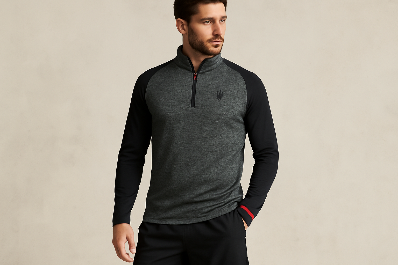 Look 4: Suéter con shorts negros - Estilo gym casual