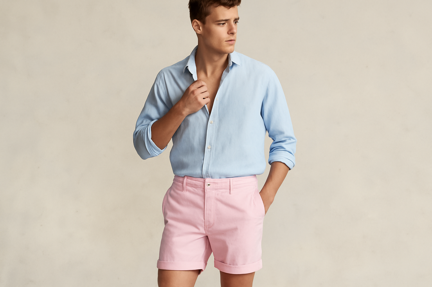 Look 5 - Camisa azul claro desabotonada