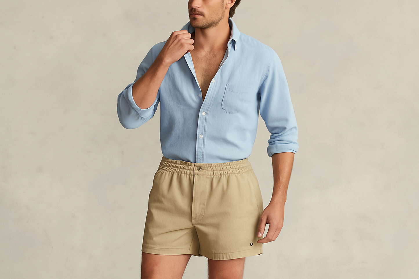 Look 5 - Camisa azul claro desabotonada