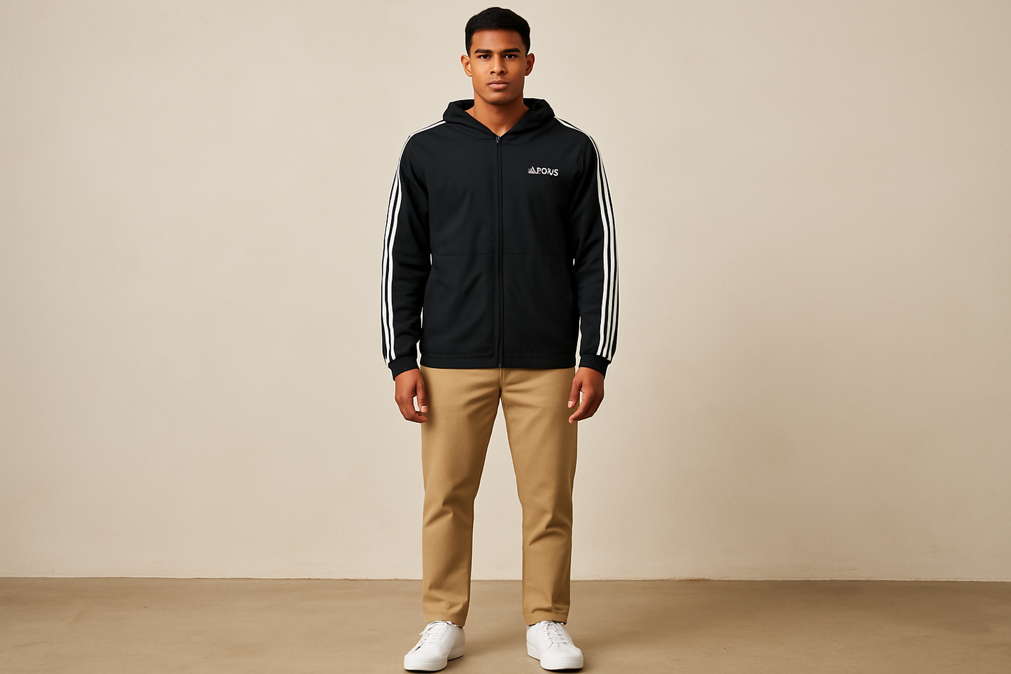 Look 5: Chaqueta Adidas con chinos caqui - Estilo smart casual