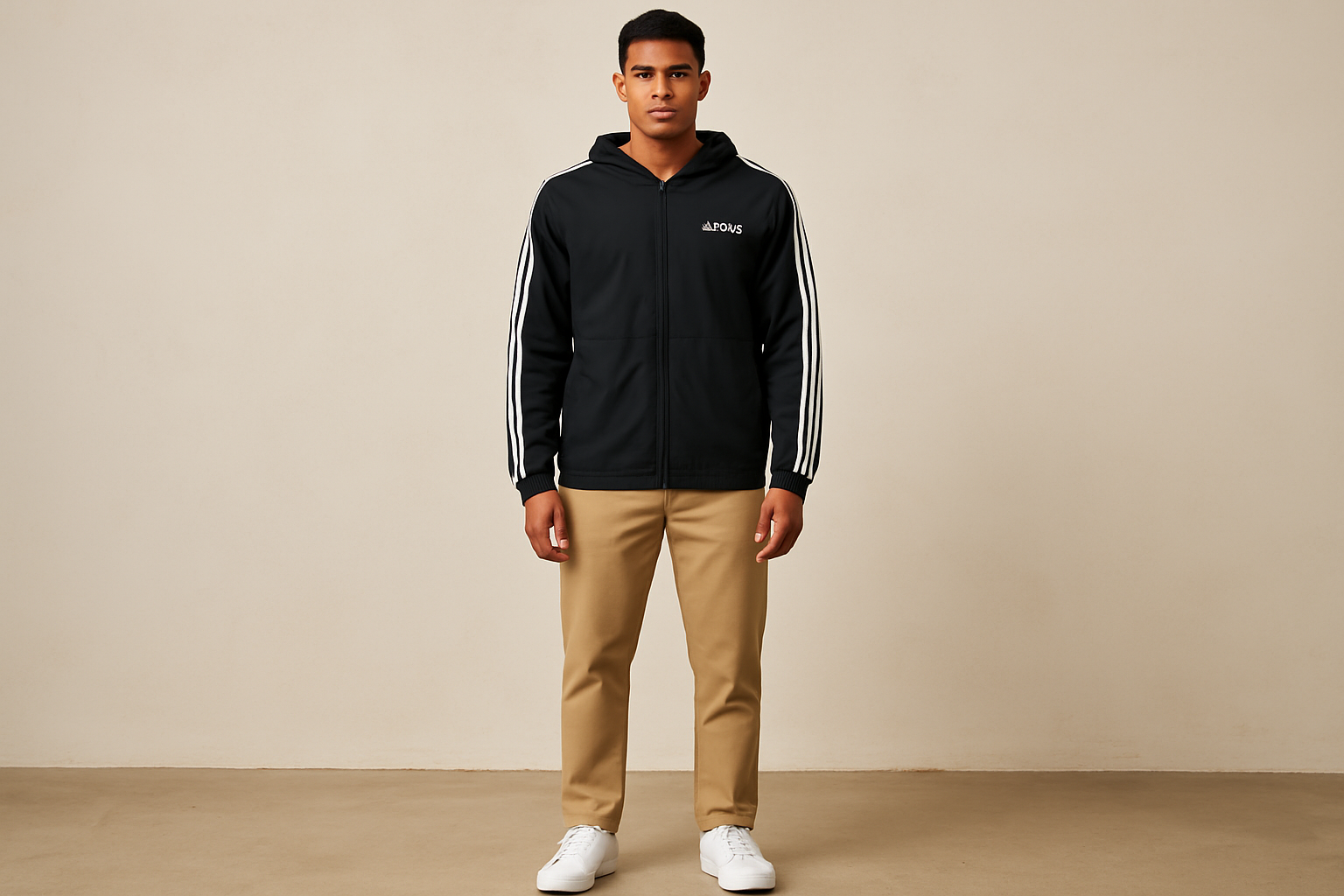 Look 5: Chaqueta Adidas con chinos caqui - Estilo smart casual