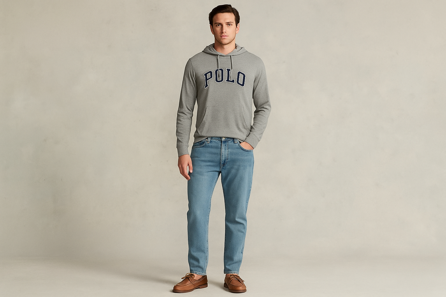 Look 5: Hoodie Polo con jeans claros - Estilo weekend preppy