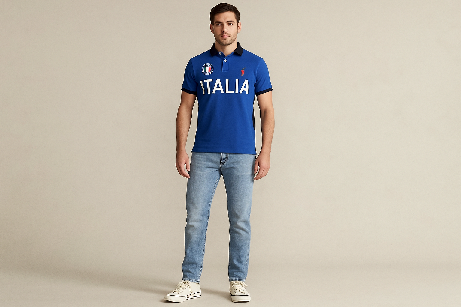 Look 5: Polo Italia de segunda mano con jeans claros - Estilo weekend casual