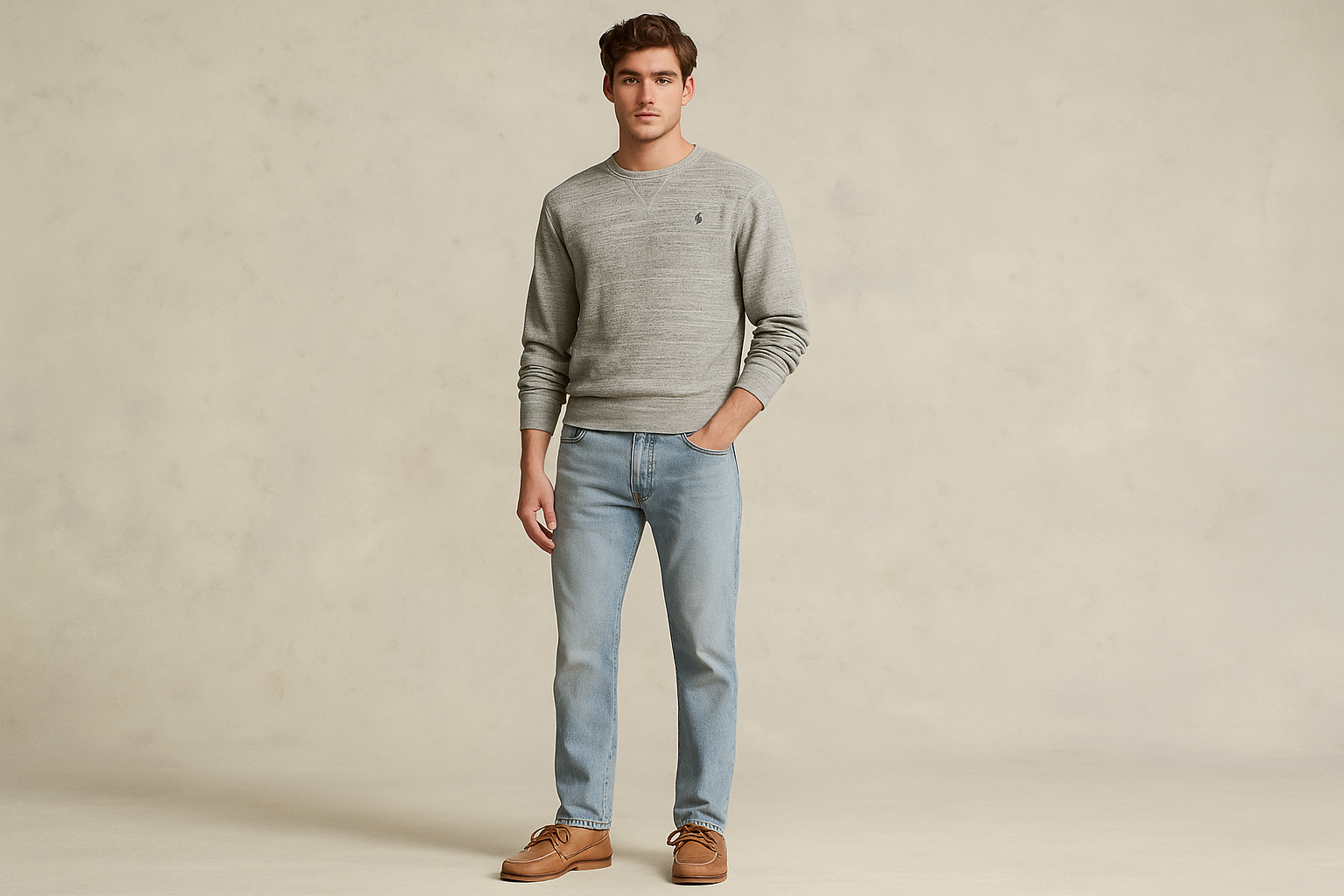 Look 5: Suéter Polo con jeans claros - Estilo weekend preppy
