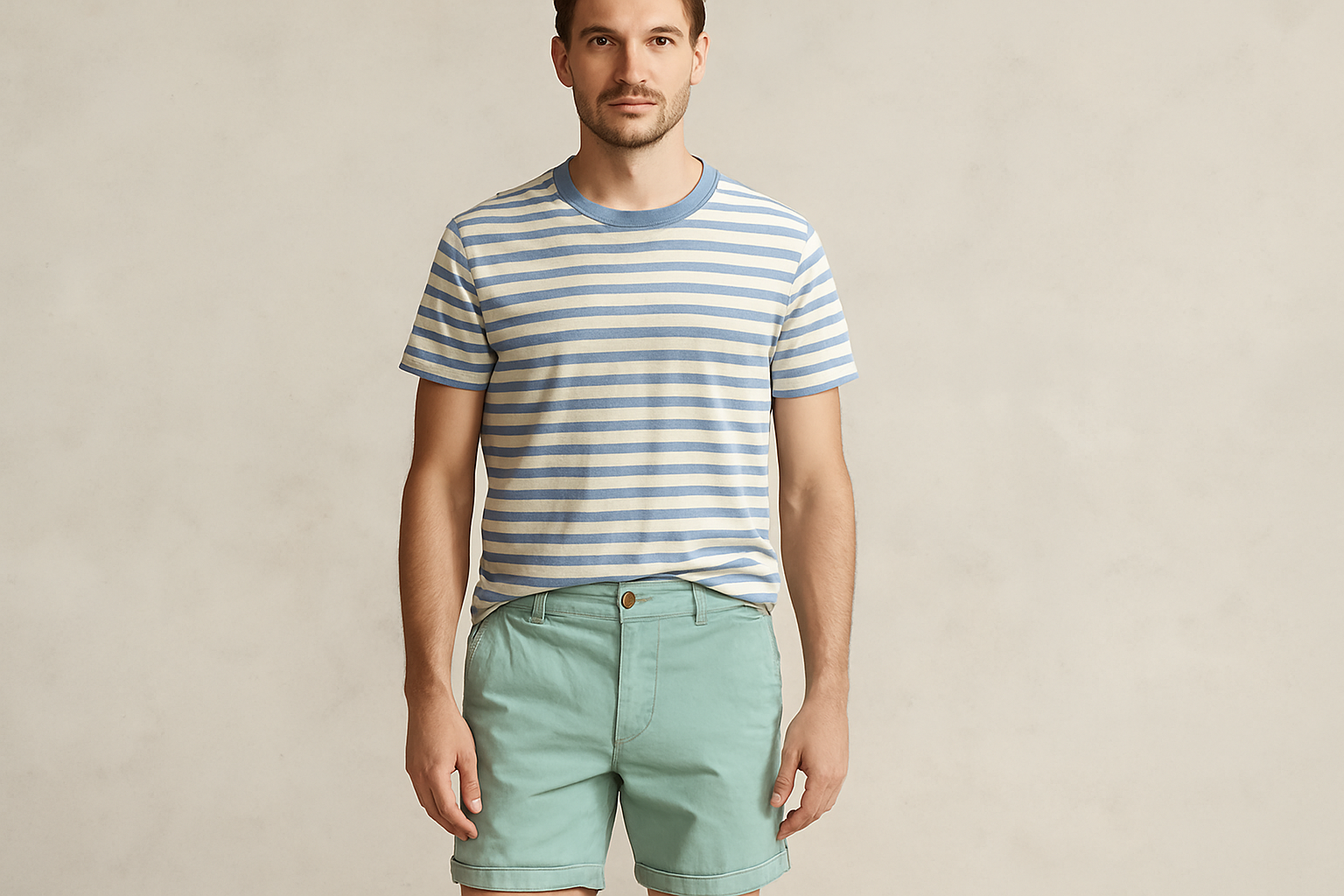 Look 6 - Camisa a rayas azul y blanco