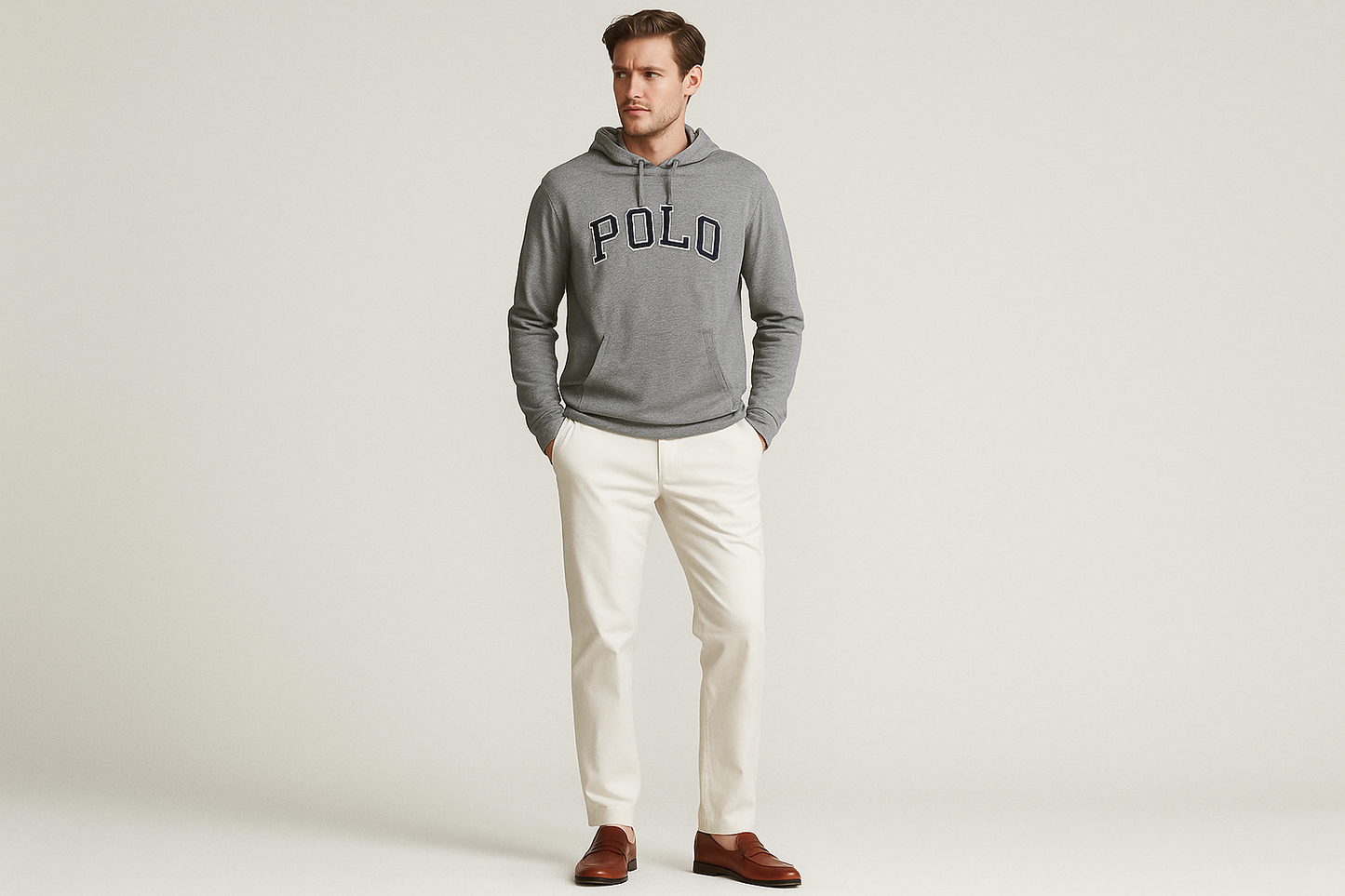 Look 6: Hoodie Polo con chinos blancos - Estilo sophisticated preppy