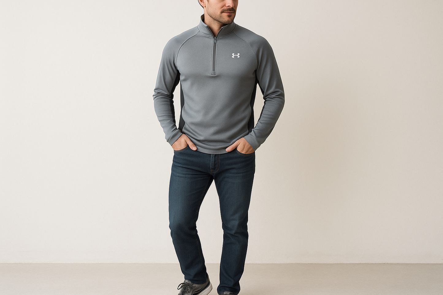Look 6: Sudadera Under Armour con jeans oscuros - Estilo casual atlético