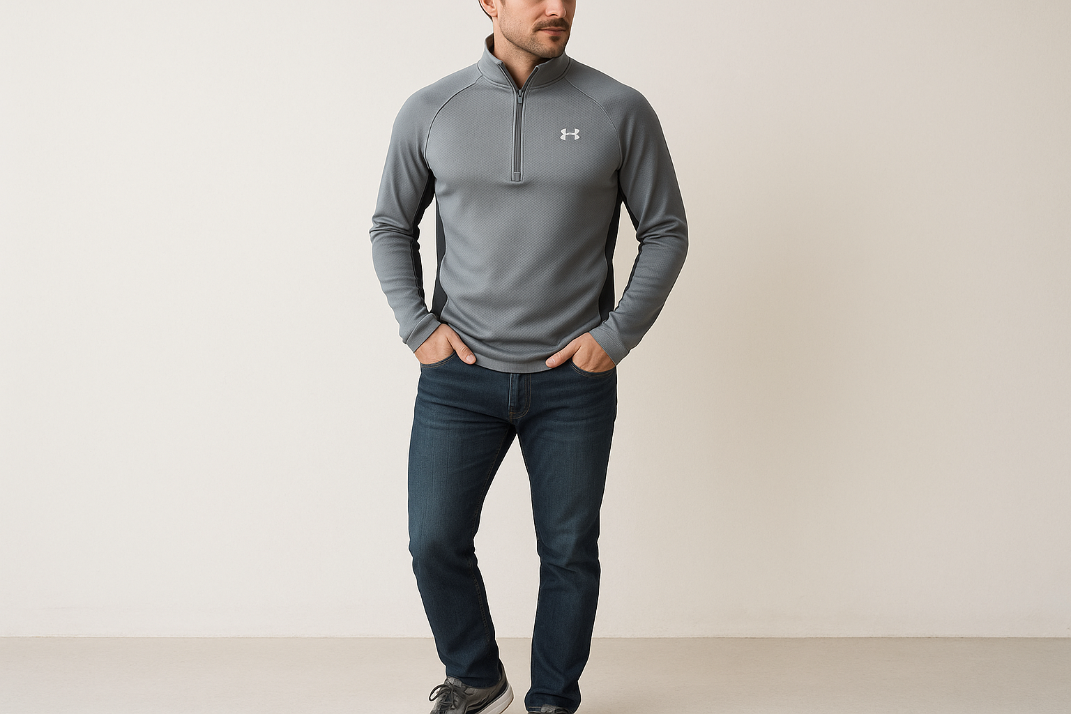Look 6: Sudadera Under Armour con jeans oscuros - Estilo casual atlético