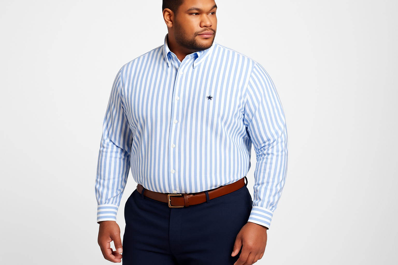 Look business-casual con rayas equilibradas