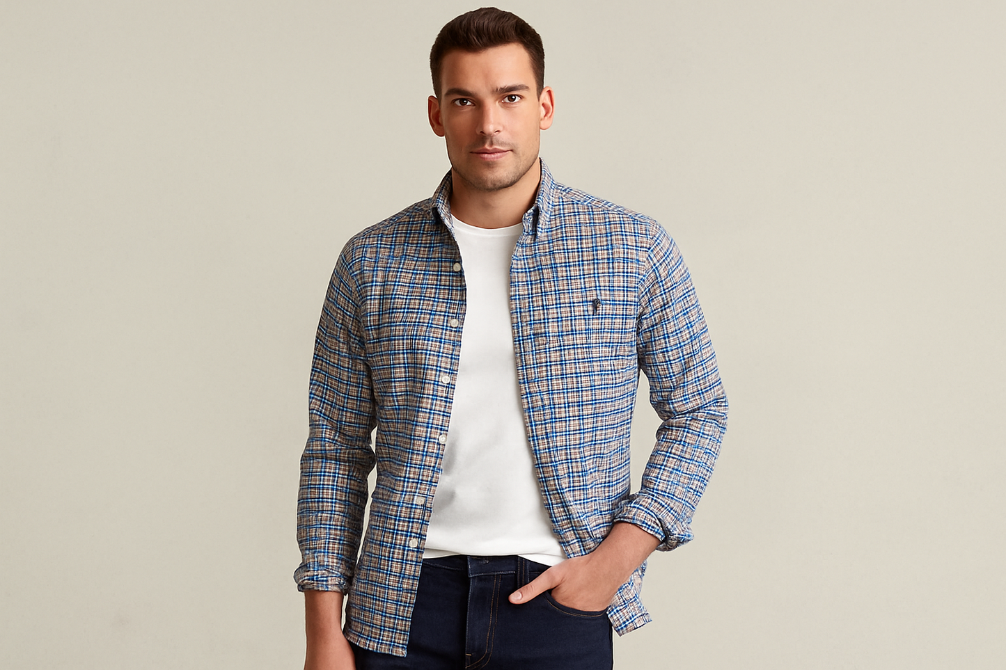 Look casual abierto sobre camiseta