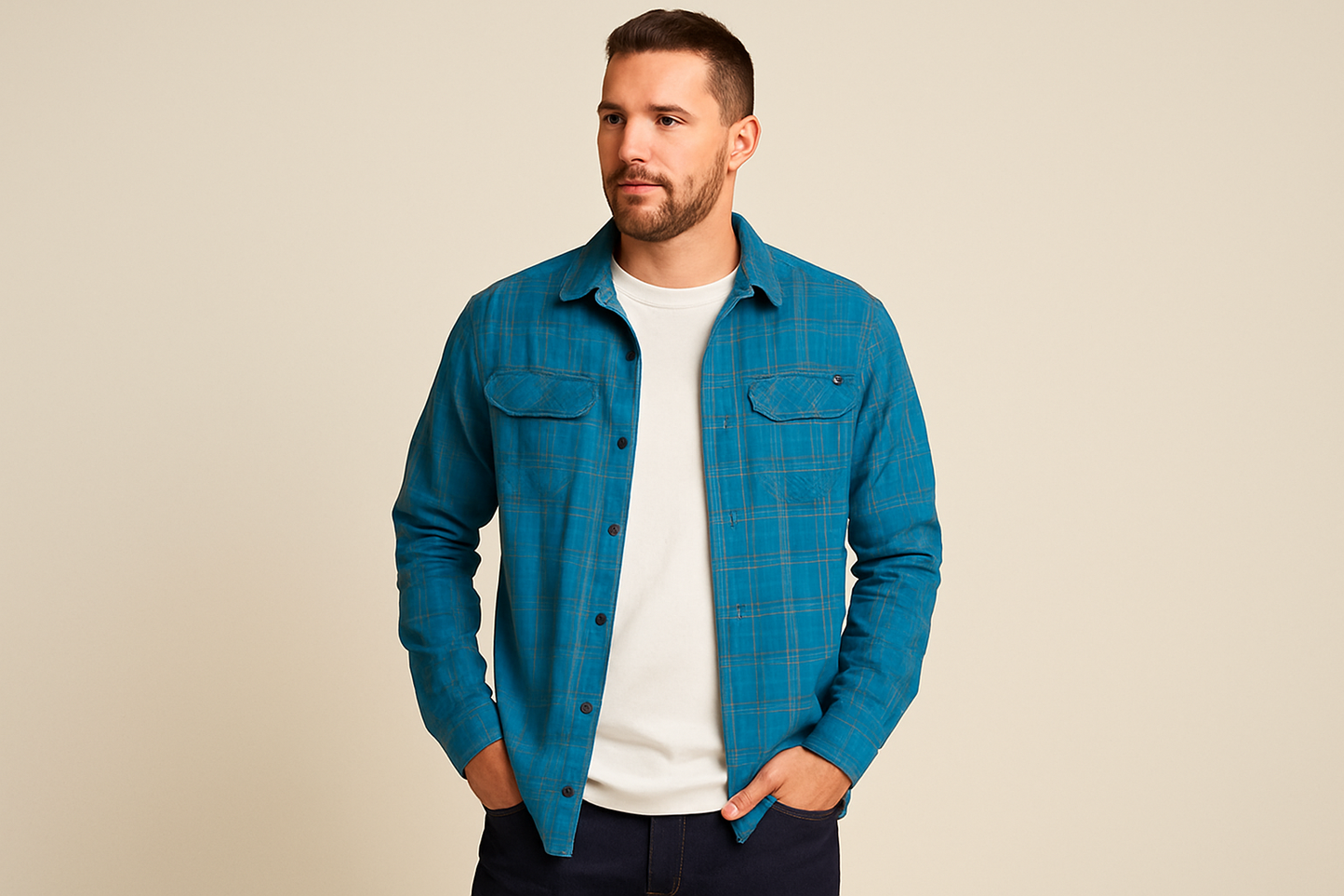 Look casual abierto sobre camiseta