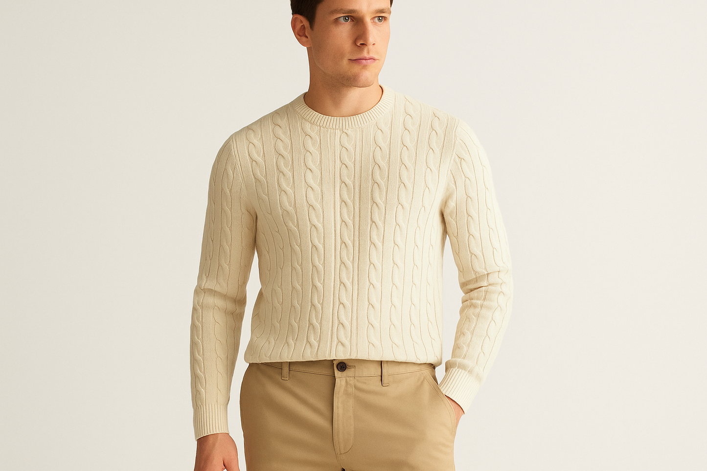 Look casual acogedor con suéter de punto