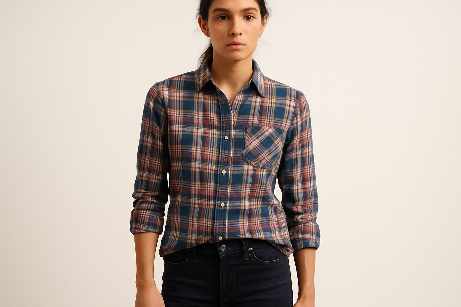 Look casual con jeans oscuros