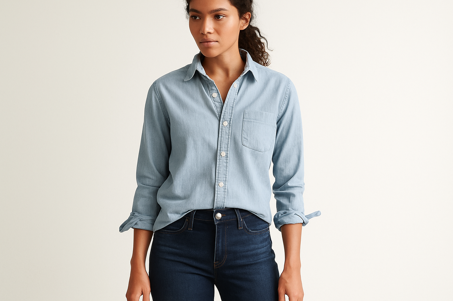 Look casual con jeans oscuros