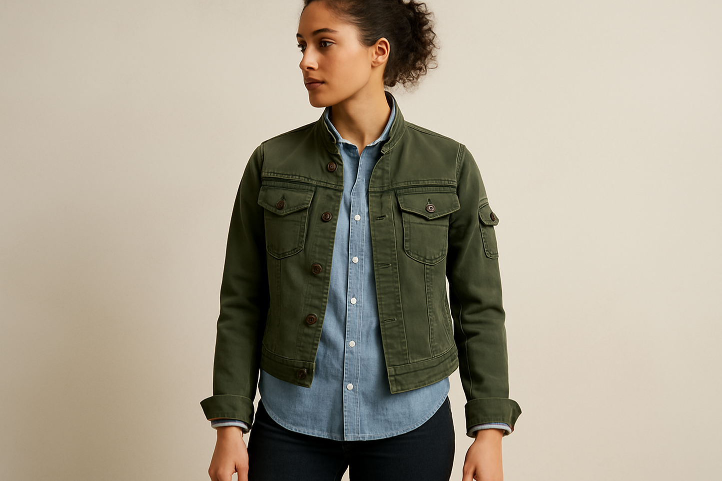 Look casual con jeans oscuros