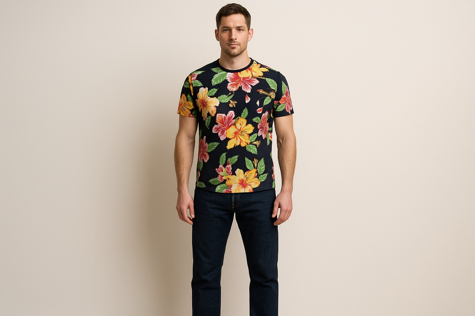 Look casual con jeans oscuros