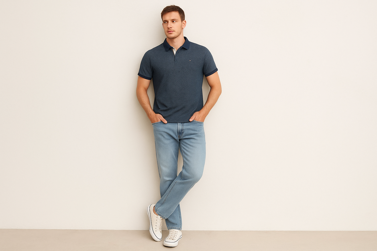 Look casual relajado con jeans claros