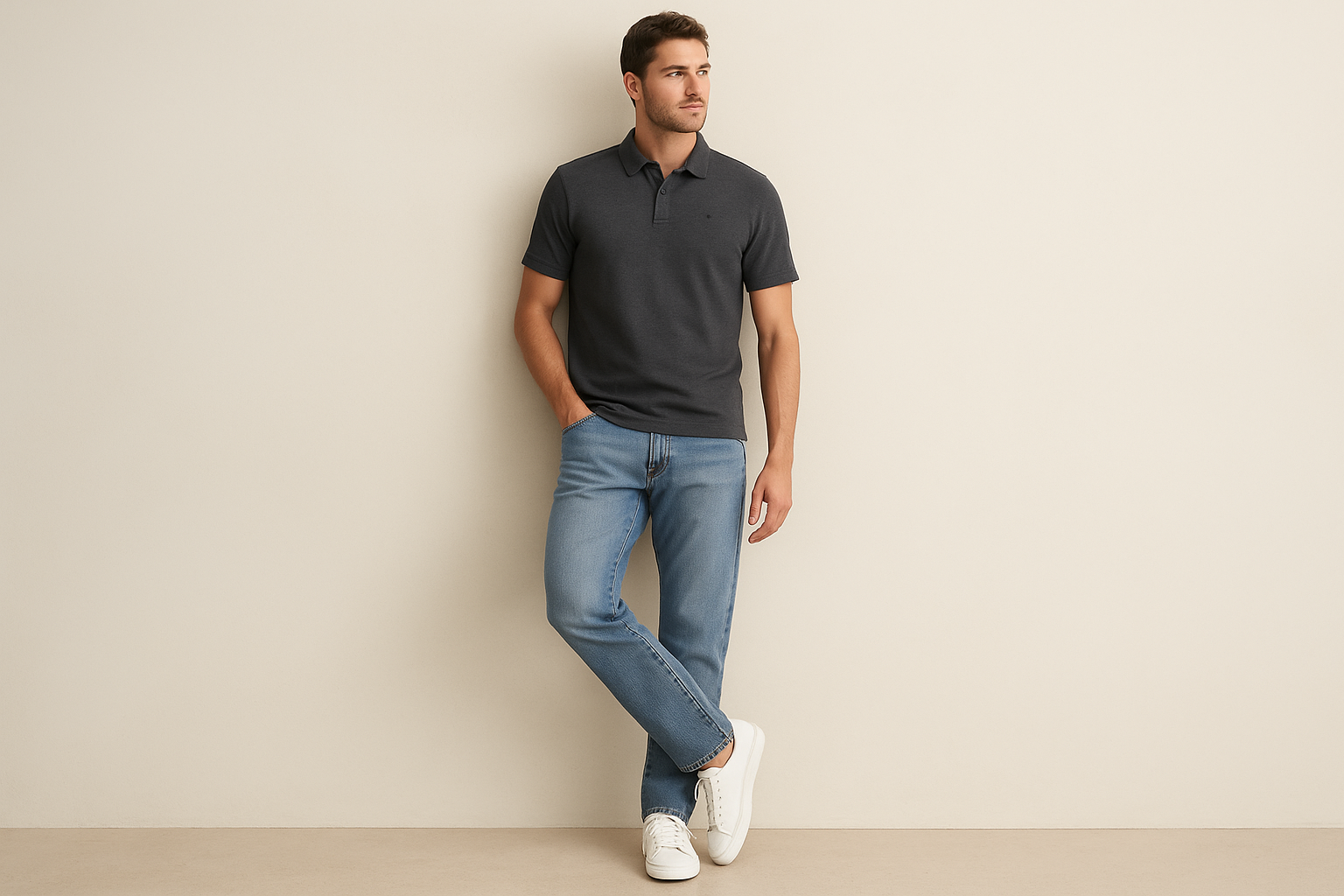 Look casual relajado con jeans claros