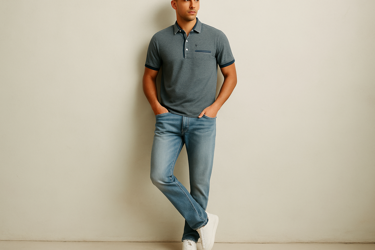 Look casual relajado con jeans claros