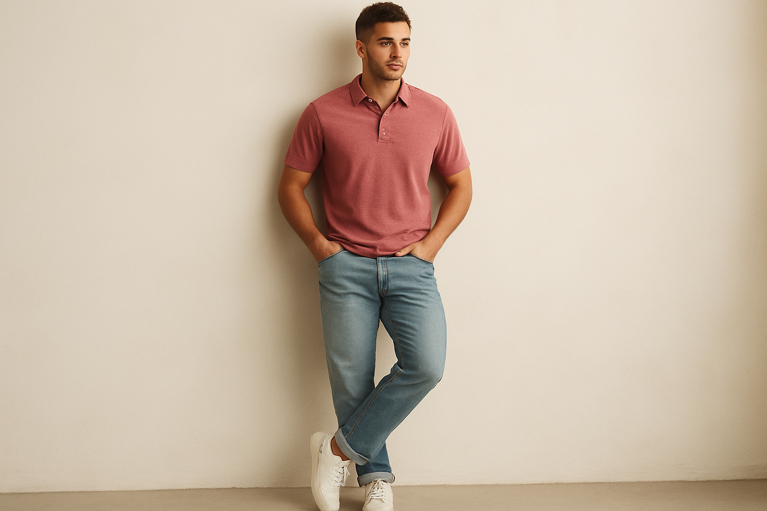 Look casual relajado con jeans claros