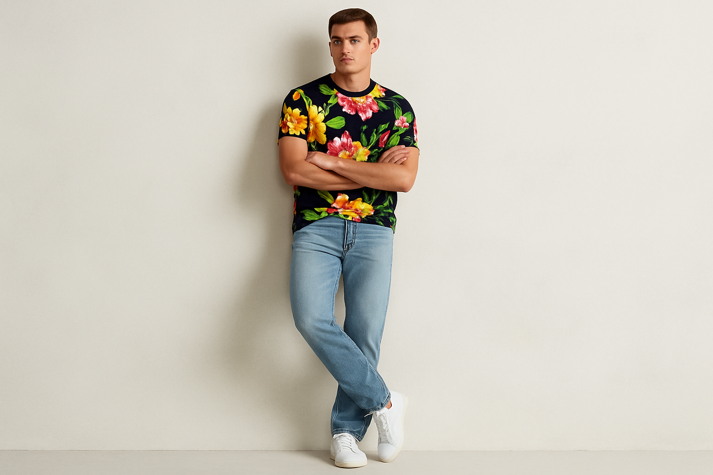 Look casual relajado con jeans claros