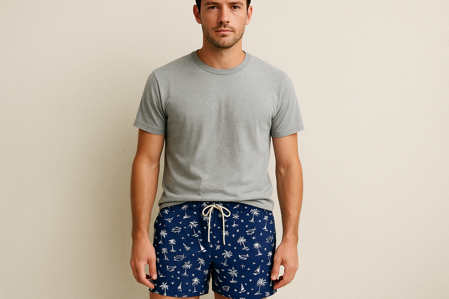 Look con camiseta gris cuello redondo