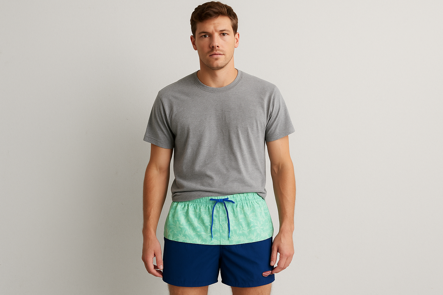 Look con camiseta gris cuello redondo