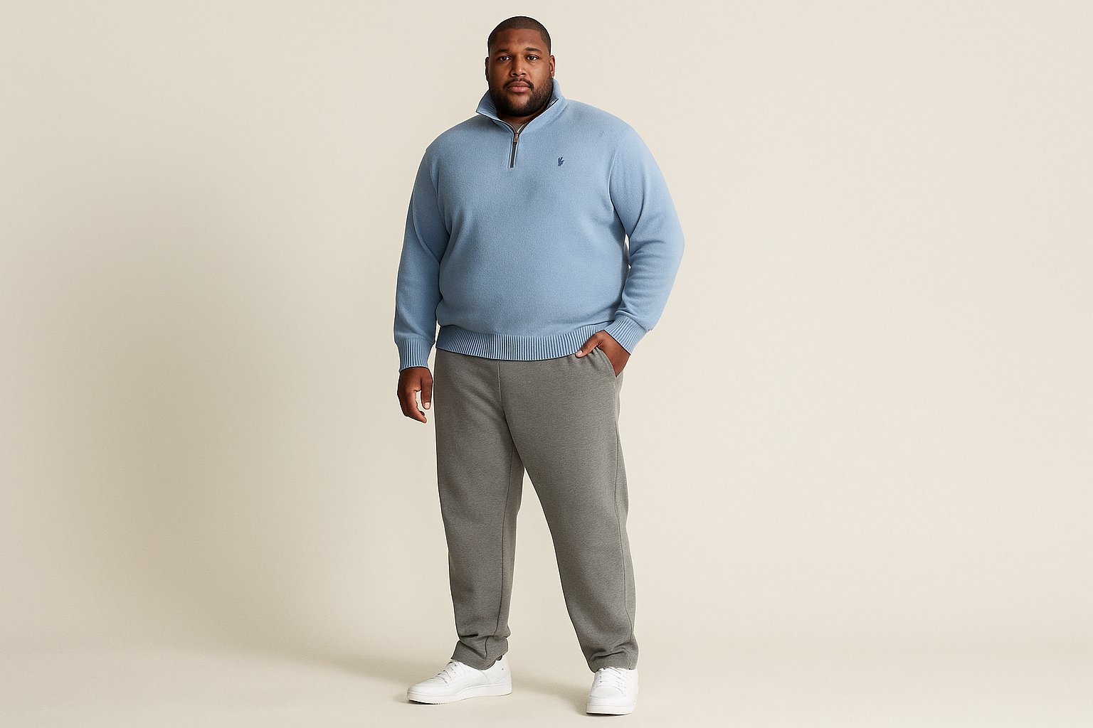 Look deportivo casual con pantalón gris y zapatillas deportivas