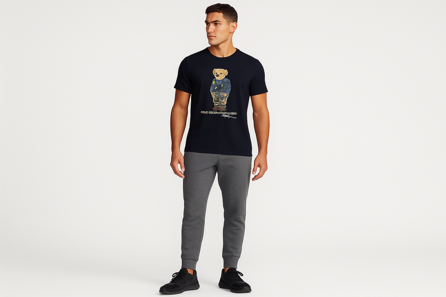 Look deportivo con joggers grises y sneakers negros