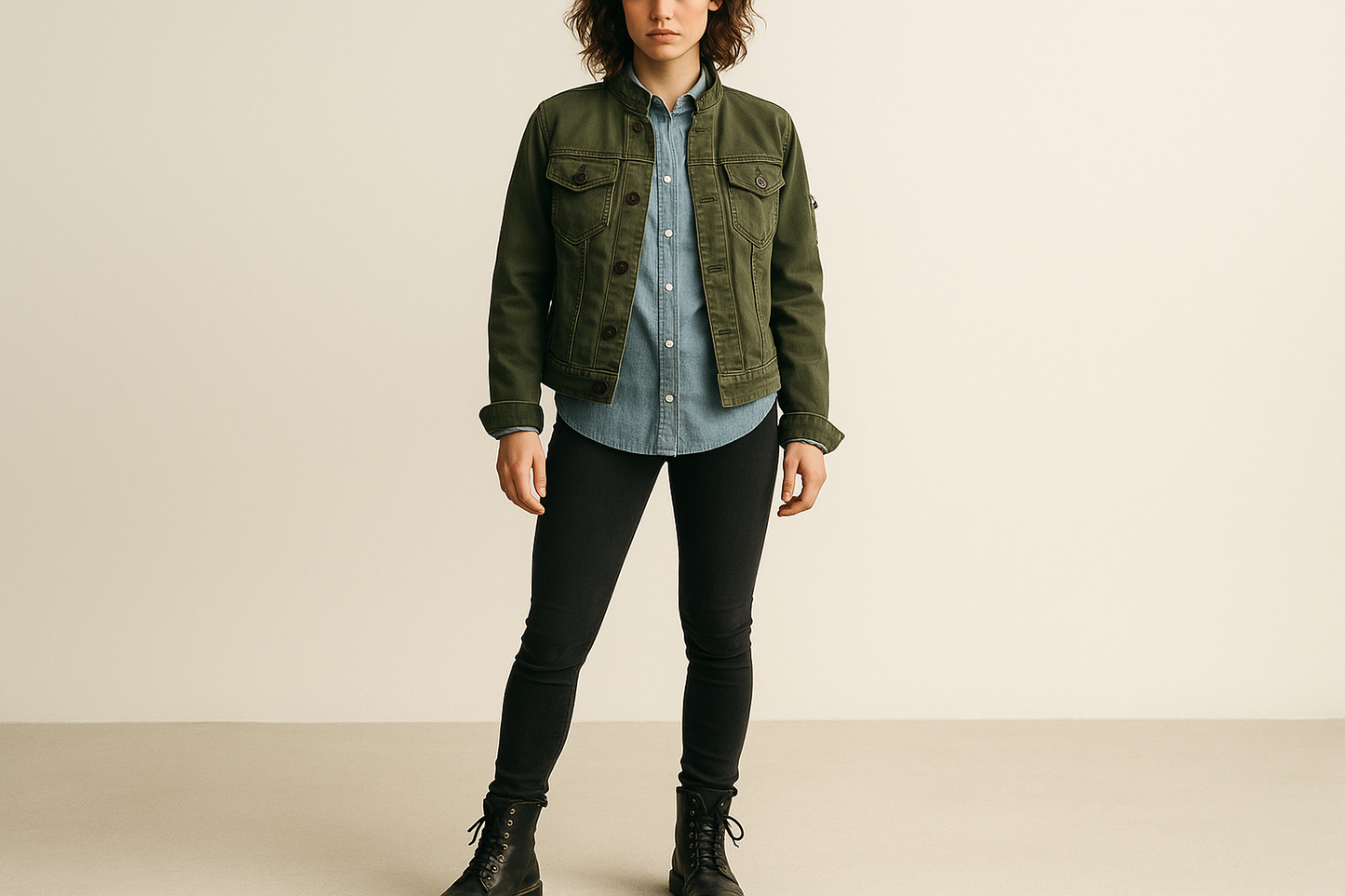 Look edgy casual con botas militares