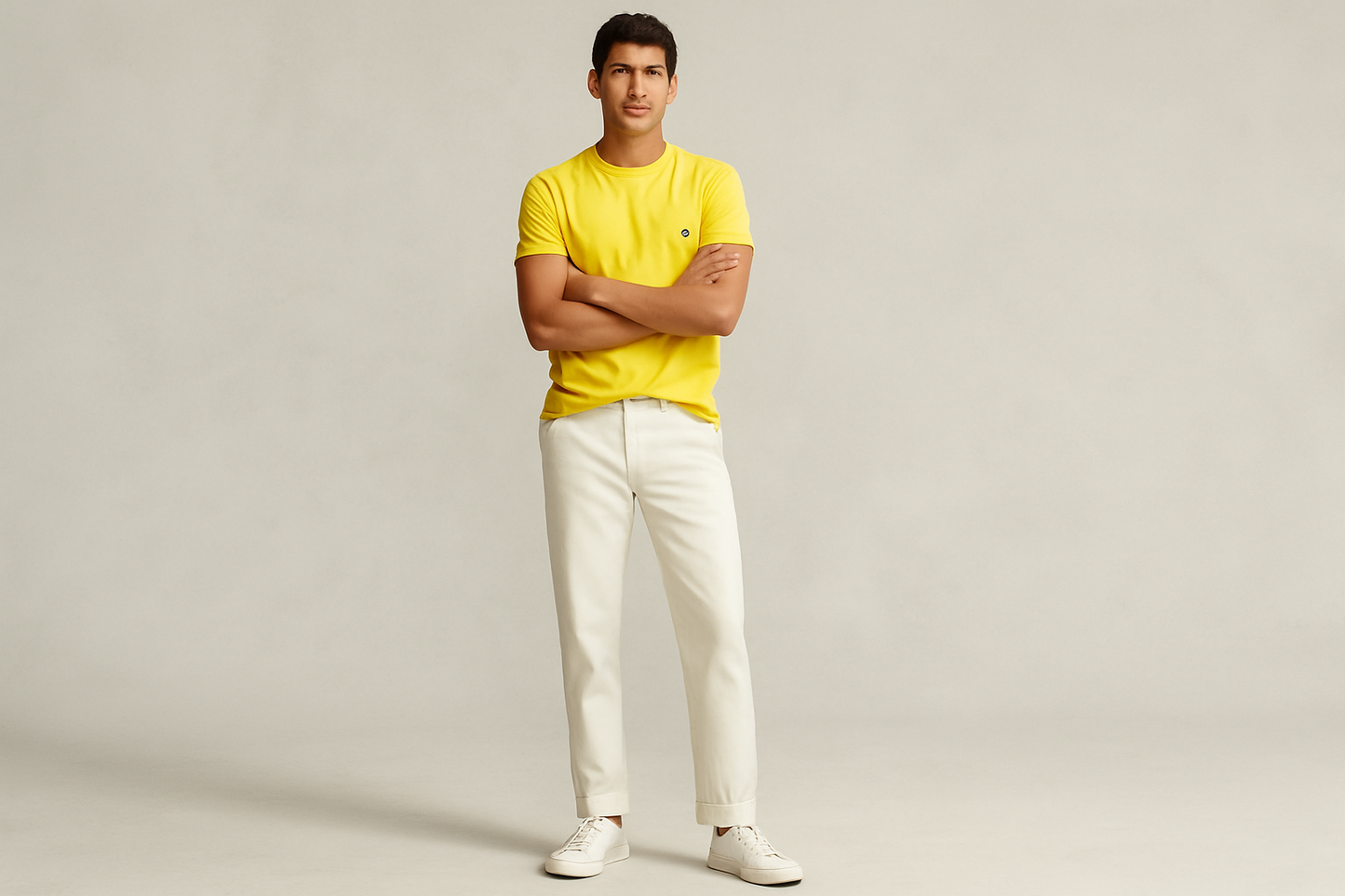 Look elegante con chinos blancos